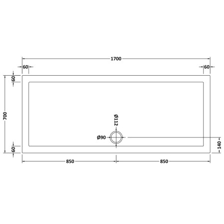 48.1035 Vantage 1700 x 700mm Rectangular Shower Tray Technical Drawing