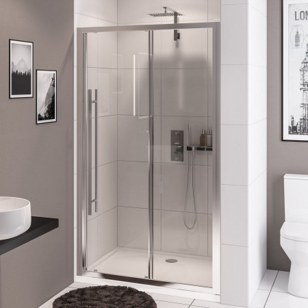 Vantage 2000 6mm Chrome 1100mm Sliding Shower Door