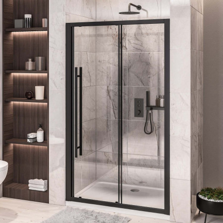Vantage 2000 6mm Matt Black 1300mm Sliding Shower Door