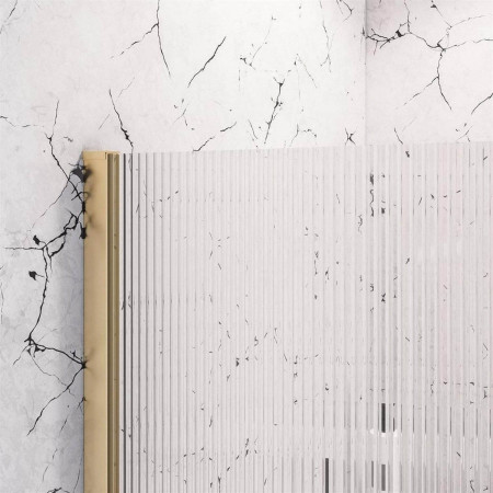 49.5119 Vantage 2000 8mm Brushed Brass 1100mm Fluted Wetroom Panel Glass Close Up