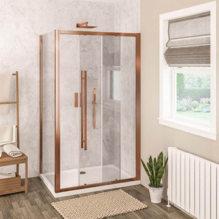 Vantage 2000 8mm Brushed Bronze 1100mm Soft Close Sliding Shower Door