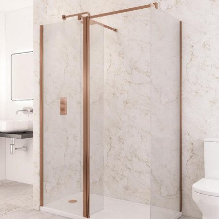 49.7109 Vantage 2000 8mm Brushed Bronze 1300mm Wetroom Panel with Flipper and Side Panel