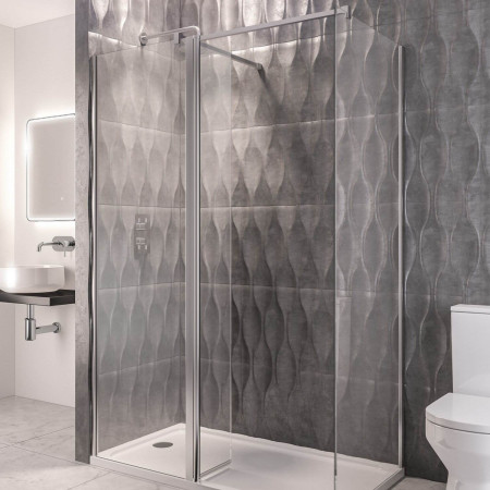 49.1034 Vantage 2000 8mm Chrome 800mm Wetroom Panel with Flipper and Side Panel