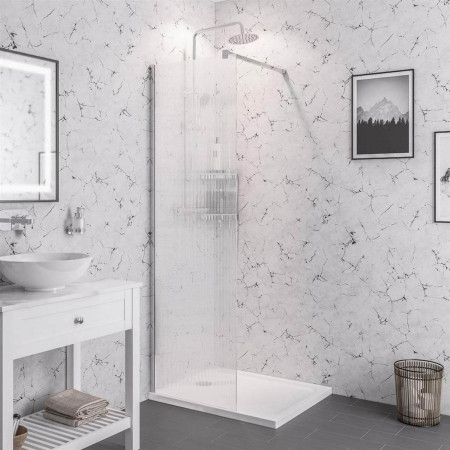 Vantage 2000 8mm Chrome 1100mm Fluted Wetroom Panel