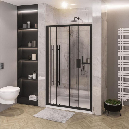 Vantage 2000 8mm Matt Black 1000mm Soft Close Sliding Shower Door