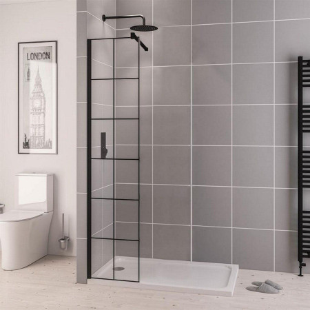 Vantage 2000 8mm Matt Black 300mm Framed Wetroom Panel