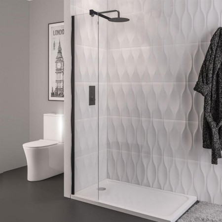Vantage 2000 8mm Matt Black 300mm Wetroom Panel