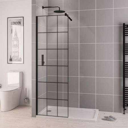 Vantage 2000 8mm Matt Black 500mm Framed Wetroom Panel