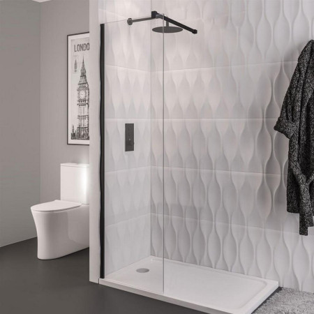 Vantage 2000 8mm Matt Black 500mm Wetroom Panel