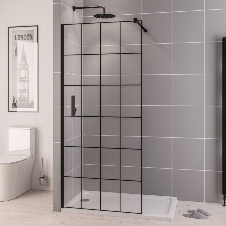 Vantage 2000 8mm Matt Black 760mm Framed Wetroom Panel