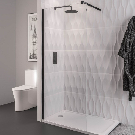 Vantage 2000 8mm Matt Black 700mm Wetroom Panel