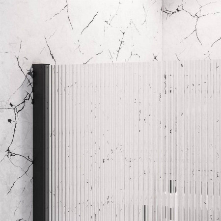 49.5118 Vantage 2000 8mm Matt Black 1100mm Fluted Wetroom Panel Glass Close Up