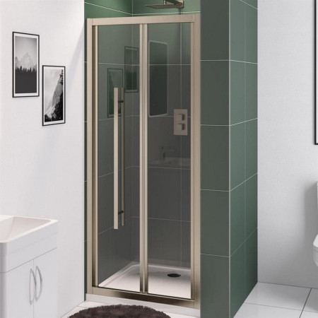 Vantage 2000 Brushed Brass 1000mm Bifold Shower Door