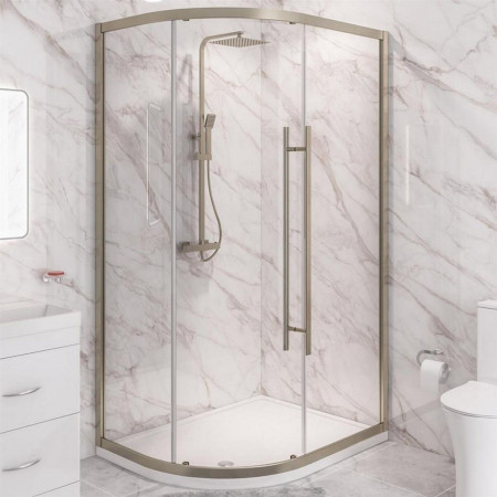 Vantage 2000 Brushed Brass 1200 x 760mm Offset Quadrant Shower Enclosure