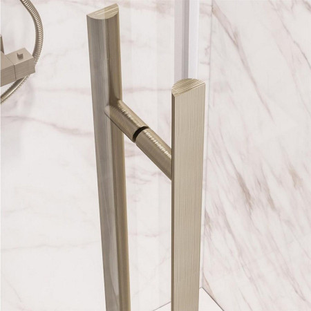 49.5043 Vantage 2000 Brushed Brass 1400 x 760mm Offset Quadrant Shower Enclosure Square Edge Handle