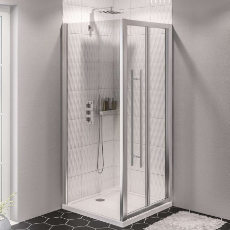49.0049 Vantage 2000 Chrome 760mm Bifold Shower Door with a Side Panel