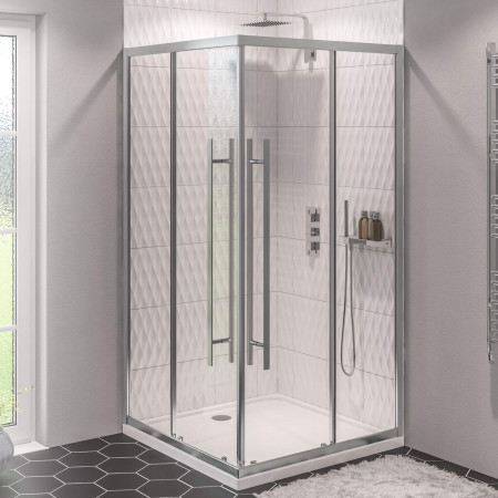 Vantage 2000 Chrome 1000 x 800mm Offset Corner Entry Shower Enclosure