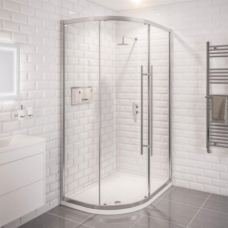 Vantage 2000 Chrome 1300 x 800mm Offset Quadrant Shower Enclosure
