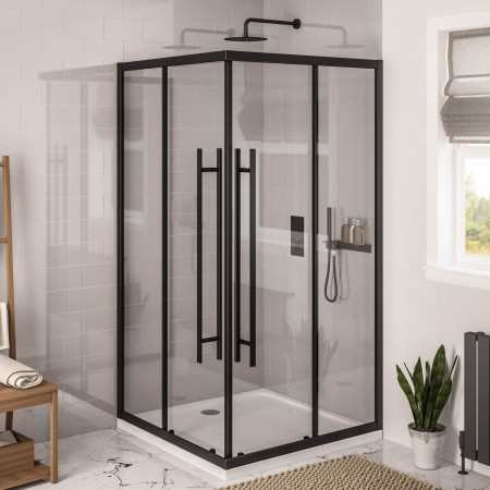 Vantage 2000 Matt Black 1000 x 800mm Offset Corner Entry Shower Enclosure
