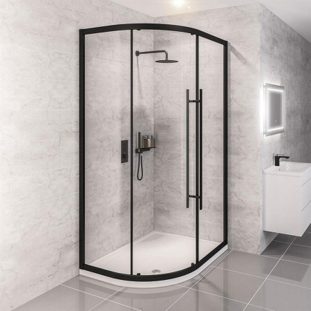 Vantage 2000 Matt Black 1300 x 800mm Offset Quadrant Shower Enclosure