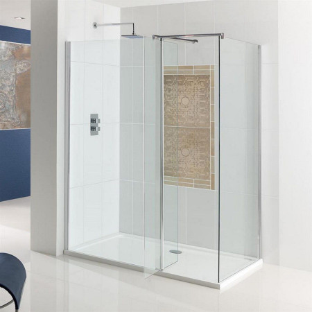 69.0132 Vantage 6mm Chrome 1100mm Walk In Wetroom Panel with Flipper and Side Panel
