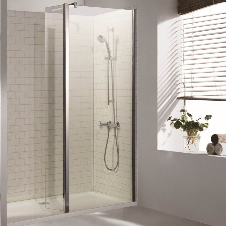 Vantage 6mm Chrome 1100mm Walk In Wetroom Panel with Flipper