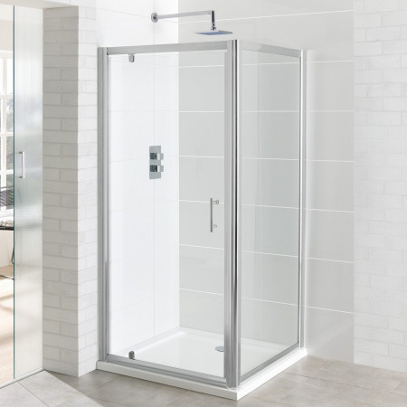 69.0084 Vantage 800mm Chrome Pivot Shower Door with Side Panel
