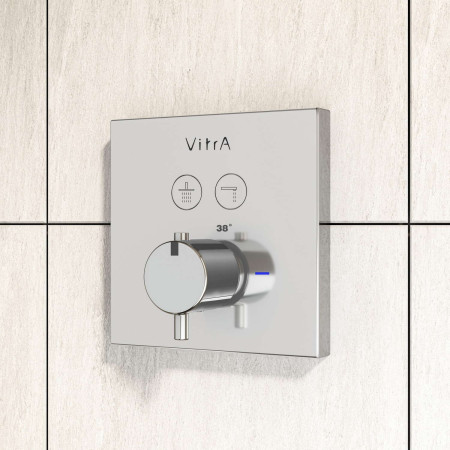 A42746EXP VitrA Aquacontrol Chrome Square Thermostatic Concealed Dual Outlet Shower Valve Bathroom Setting