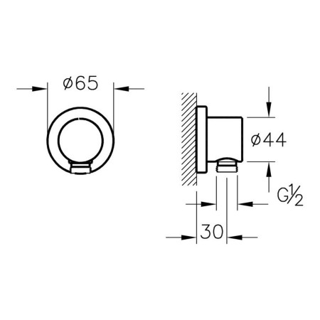 A4522336 VitrA Matt Black Round Shower Wall Outlet Dimensions