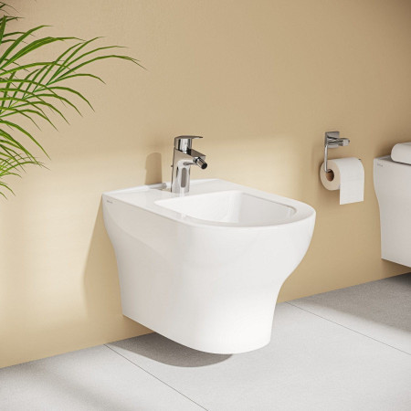 A42933VUK VitrA Flow Round Chrome Bidet Mixer with Pop Up Waste Lifestyle
