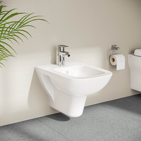 A43054VUK VitrA Flow Soft Chrome Bidet Mixer with Waste Lifestyle
