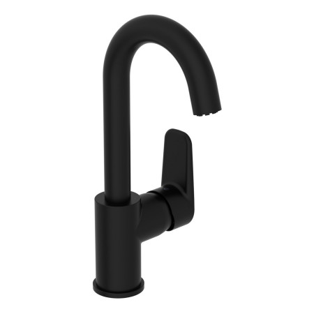 VitrA Flow Soft Matt Black Basin Mixer with Swivel Spout