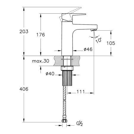 A4293836VUK VitrA Flow Square Matt Black Basin Mixer Dimensions