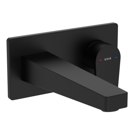 VitrA Flow Square Wall Mounted Matt Black Basin Mixer