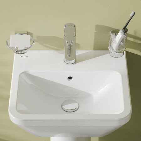 7047L003-0001 VitrA Integra 450mm 1TH Square Wall Hung Basin with Chrome Basin Tap
