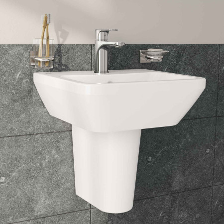 7047L003-0001 VitrA Integra 450mm 1TH Square Wall Hung Basin with Half Pedestal