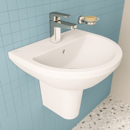 7066L003-0001 VitrA Integra 500mm 1TH Round Wall Hung Basin with Half Pedestal