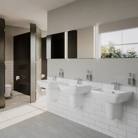 7048L003-0001 VitrA Integra 500mm 1TH Square Wall Hung Basin with Half Pedestal