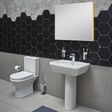 7051L003-0001 VitrA Integra 650mm 1TH Square Wall Hung Basin with Full Pedestal