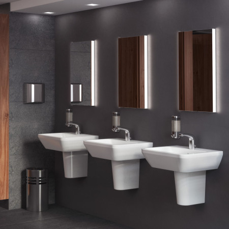 7051L003-0001 VitrA Integra 650mm 1TH Square Wall Hung Basin with Half Pedestal