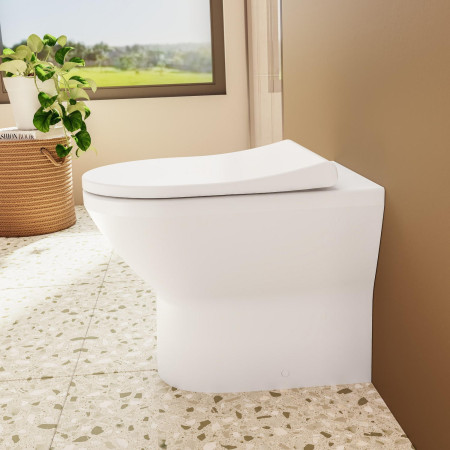 7059B003-0075 VitrA Integra Round Rimless Back to Wall WC Pan and Seat Side View
