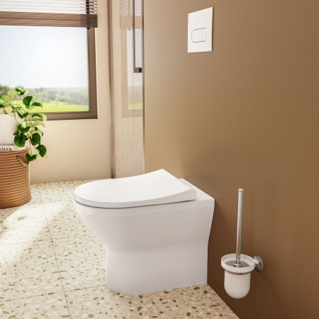 7059B003-0075 VitrA Integra Round Rimless Back to Wall WC Pan and Seat Bathroom Setting