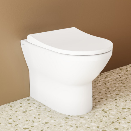 7059B003-0075 VitrA Integra Round Rimless Back to Wall WC Pan and Seat Lifestyle
