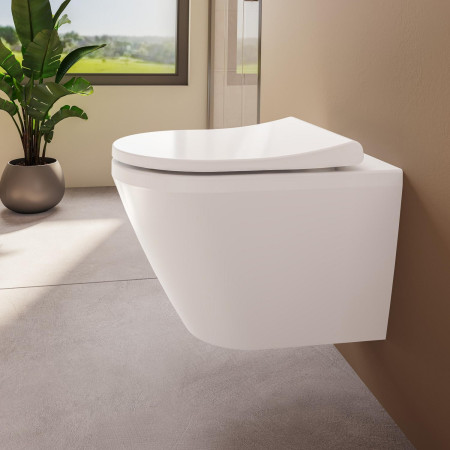 7041B003-0075 VitrA Integra Round Rimless Hidden Fix Wall Hung WC Pan and Seat Side View
