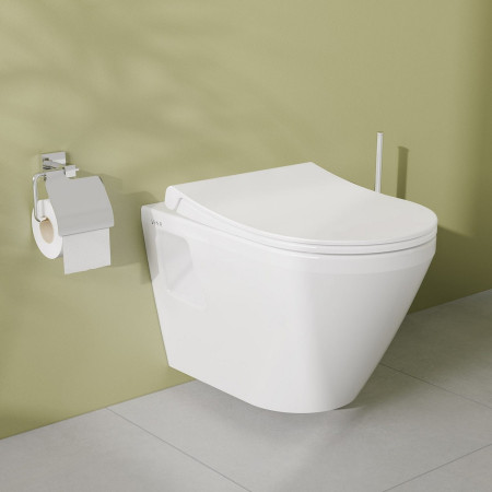 7041B003-0075 VitrA Integra Round Rimless Hidden Fix Wall Hung WC Pan and Seat Bathroom Setting