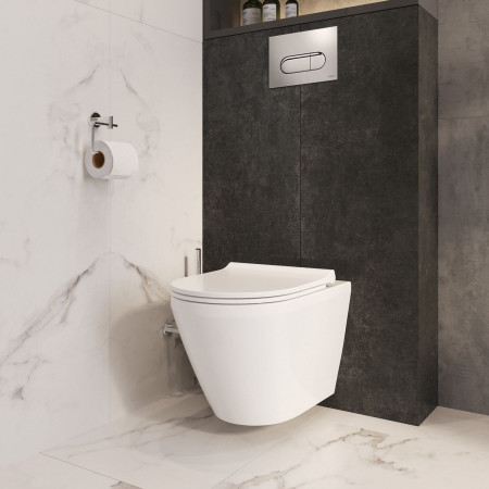 7041B003-0075 VitrA Integra Round Rimless Hidden Fix Wall Hung WC Pan and Seat Lifestyle