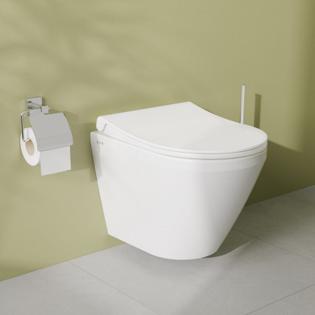 7040B003-0075 VitrA Integra Round Rimless Short Projection Wall Hung WC Pan and Seat Front View
