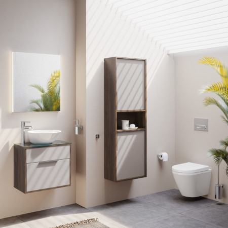 7040B003-0075 VitrA Integra Round Rimless Short Projection Wall Hung WC Pan and Seat with Brown Furniture