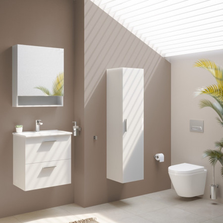 7040B003-0075 VitrA Integra Round Rimless Short Projection Wall Hung WC Pan and Seat with White Furniture