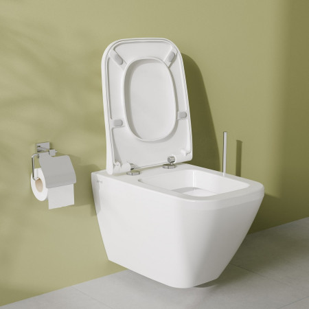 7081B003-0075 VitrA Integra Square Hidden Fix Wall Hung WC Pan and Seat Front View